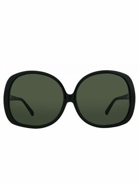 Linda Farrow Loews Mega Oversized Sunglasses Black Gold LFL596 NWT Full Set